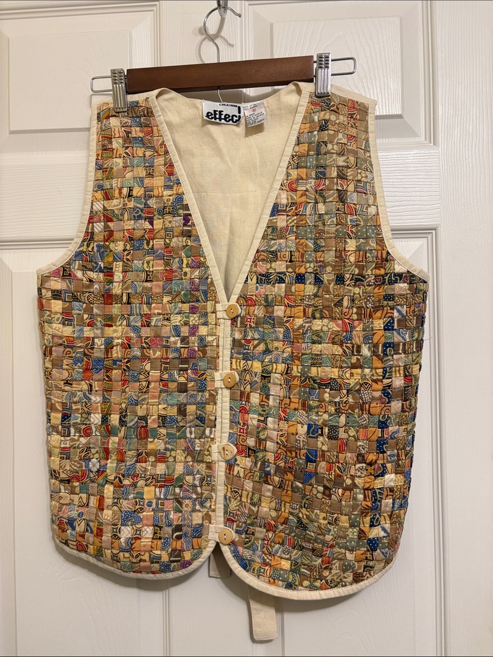 Creazioni Effeci Woven Quilted Vintage Vest 100% Cotton and 100% Algodon